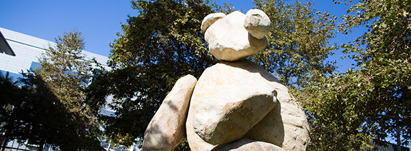 photo of rock bear, a sculpture in Earl Warren College